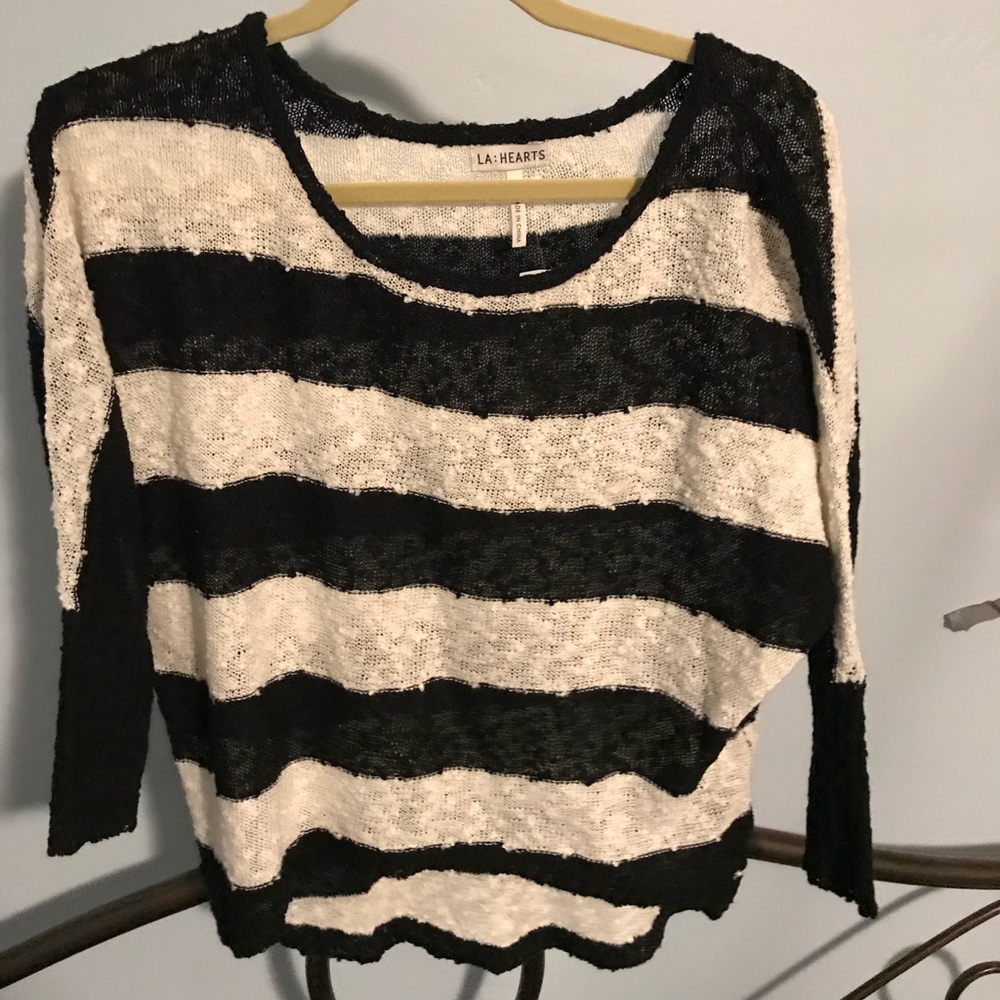 LA Hearts black and white striped shirt